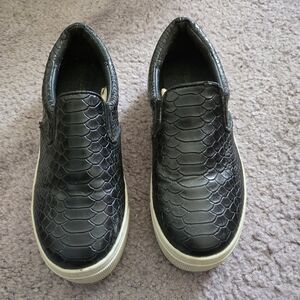 Slip-On Women’s Sneakers in Black Faux-Snake Leather